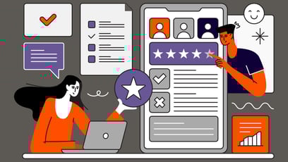 Illustration, die das Thema online-Marketing illustriert.